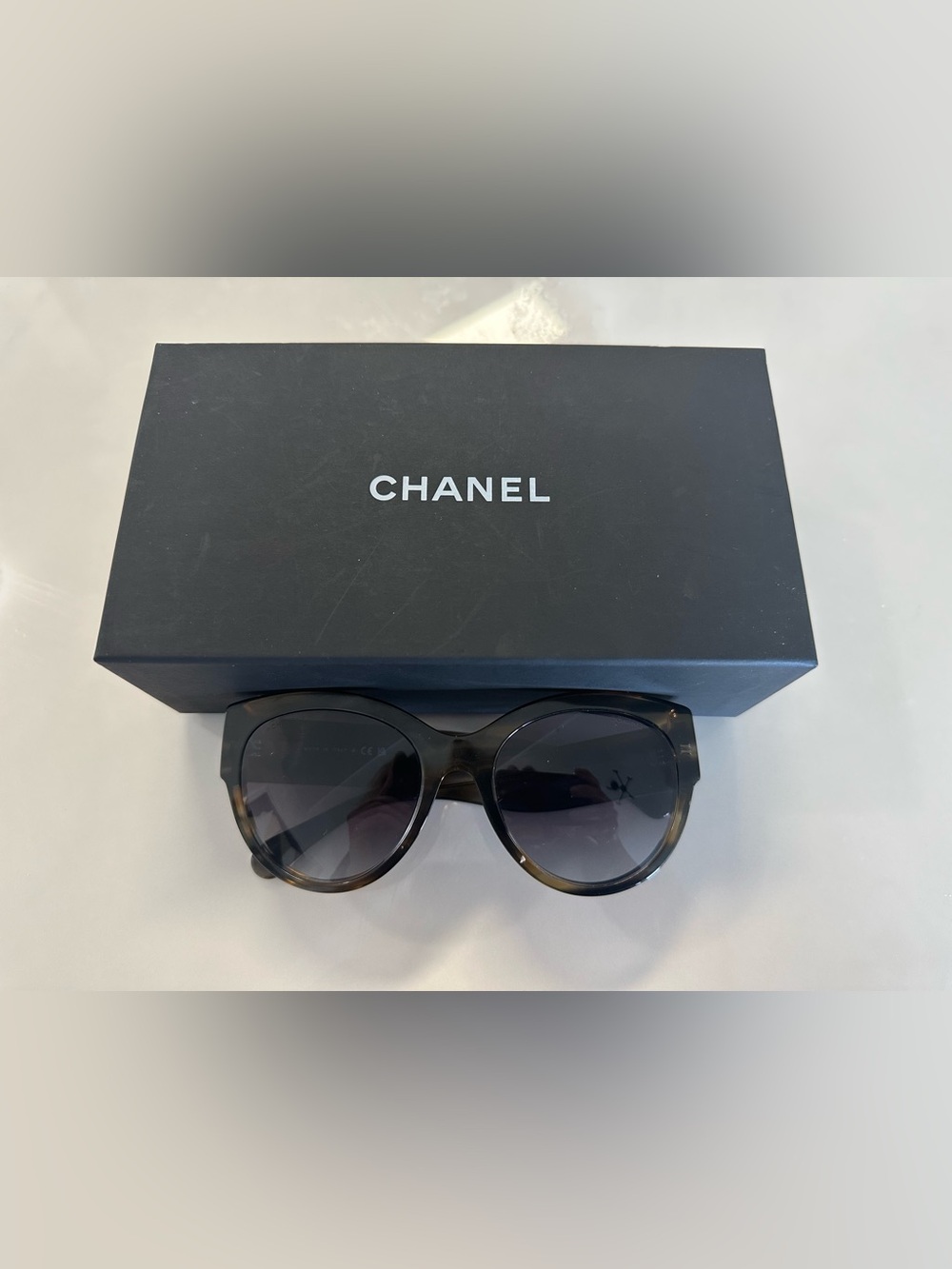 CHANEL Tortoiseshell Round Sunglasses with Gradient Lenses